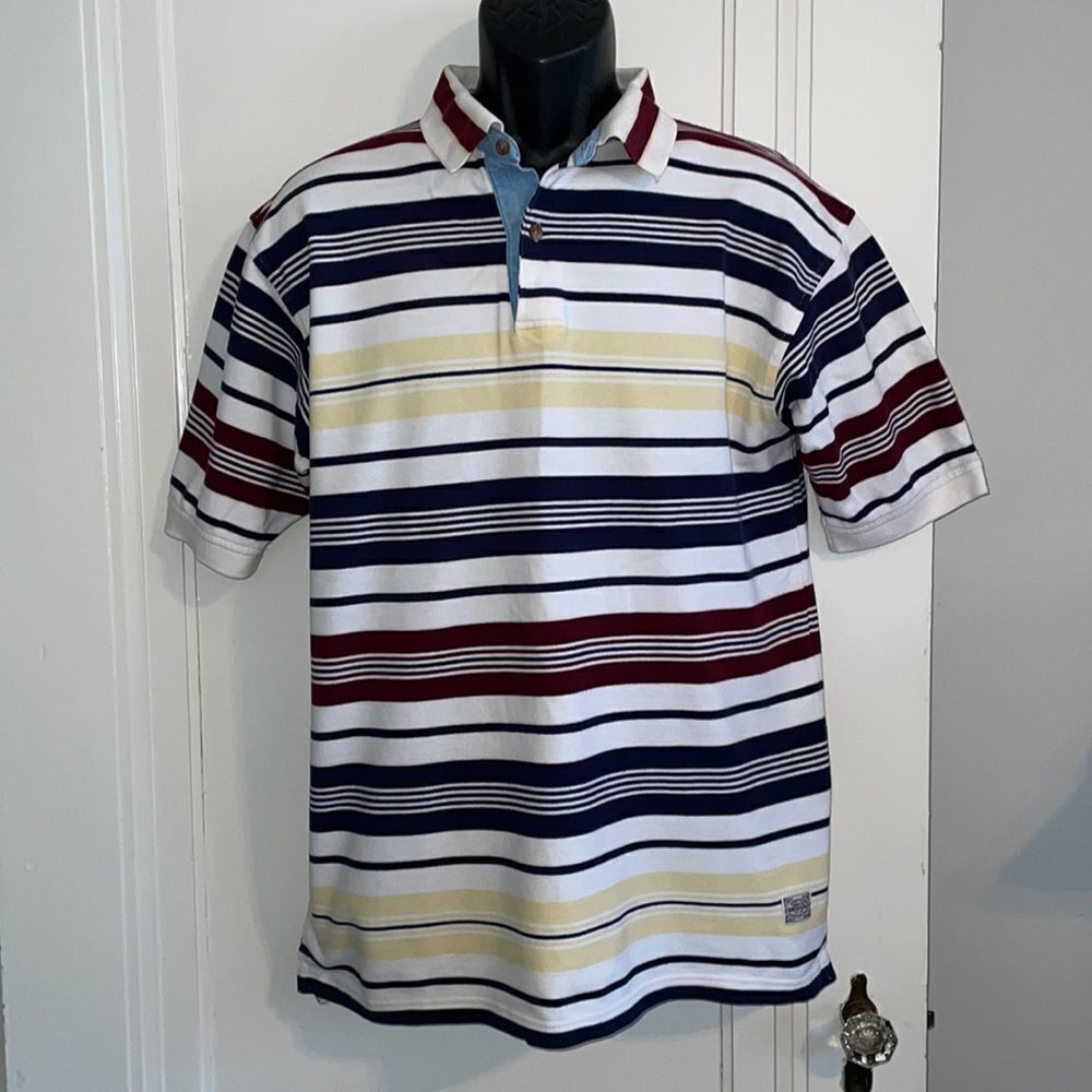 Woods & Gray striped cotton polo shirt‎